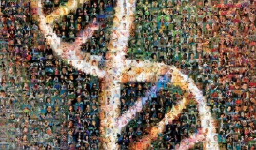 DNA Mosaic made out of people's faces