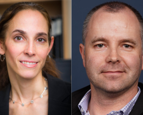 Collage of two photos: Kimberly Stegmaier on the left and Niall Lennon on the right